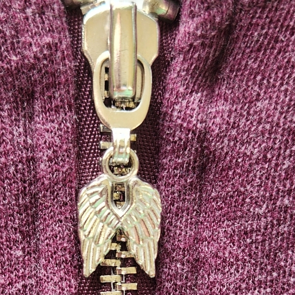Victoria's Secret Heathered Plum Hoodie w/Angel Supermodel Wings- Women's Medium - Picture 4 of 5